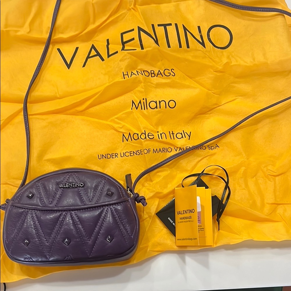 Valentino By Mario Valentino Purple Crossbody Bag with Quilted Texture